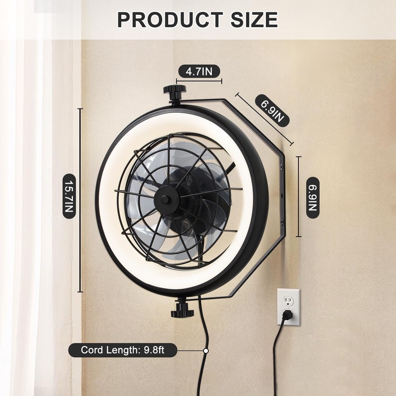 Wall Mount Fan with Remote/App Control, 16" Quiet Wall Mounted