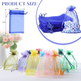 100PCS Sheer Organza Bags With Drawstring for Wedding Favor, Party, Favor Jewelry, Candy, Birthday, Christmas, Festival, Soaps, Makeup,Wrapping Supplies, 6 x 4 Inch Small Mesh multicolor Gift Bags.