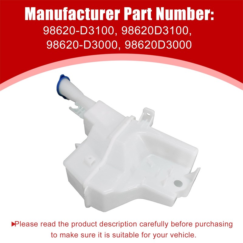 SecosAutoparts Windshield Washer Reservoir Tank W/Cap, Compatible with Hyundai Tucson