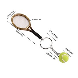 Naroote 5 Piezas Llavero de Mini Raqueta de Tenis, Llavero de Resina de Moda, Llavero de Anillo Dividido para Amantes del Deporte, para Regalar