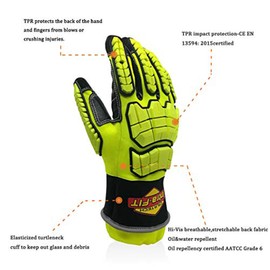 Intra-FIT Protective Gloves Cut Resistant Work Gloves, Oil & Gas Proof Gloves EN 388:3X44EP, Rescue Extrication Gloves Impact Protection Abrasion Puncture Tear Resistant