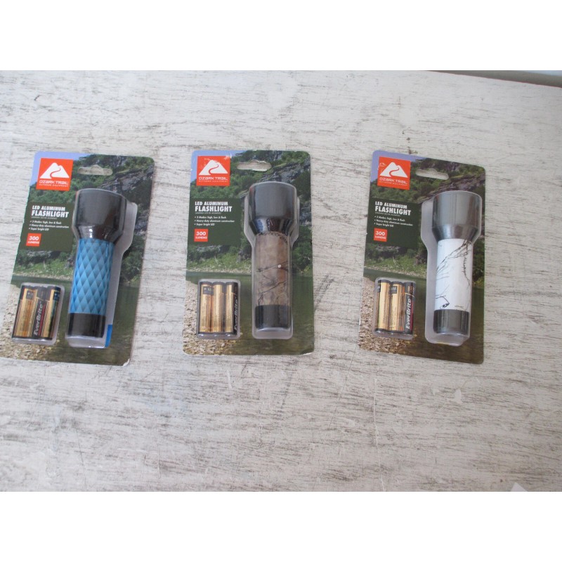 Ozark Trail LED Aluminum Flashlight, Handheld, 300 Lumens, 3 Modes