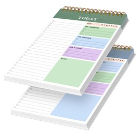 Agoer To Do List Pad, 2 Packs To Do List Notepad Tearable, 320 Pages Totally Day Planner 2025, Blue and Green Daily Planner Notebook Double-Side Print, for Work, Study and Daily Plans