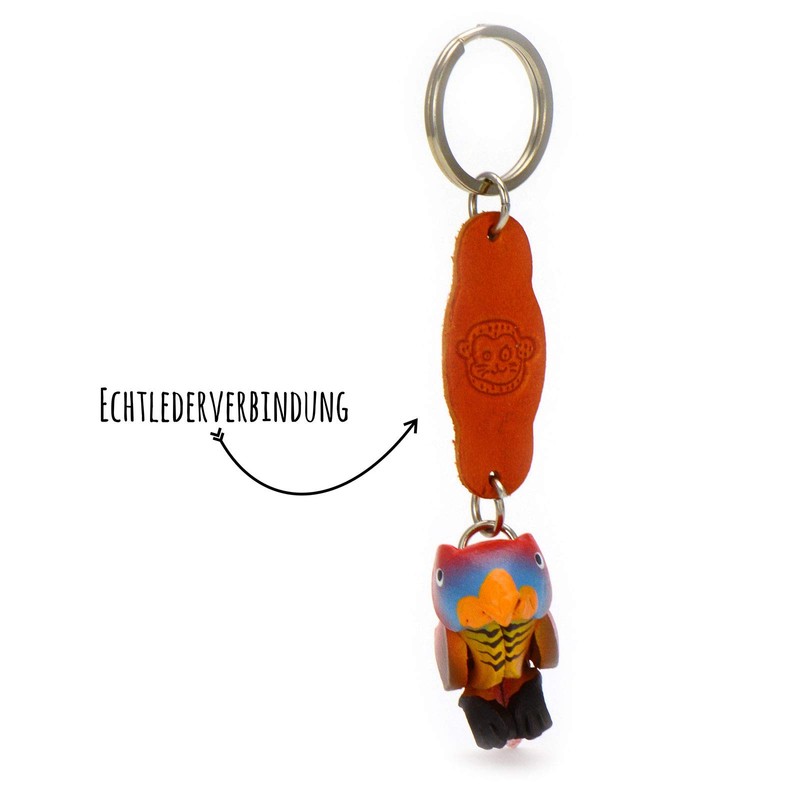 MONKIMAU Women's Leather Keyring Parrot Figure