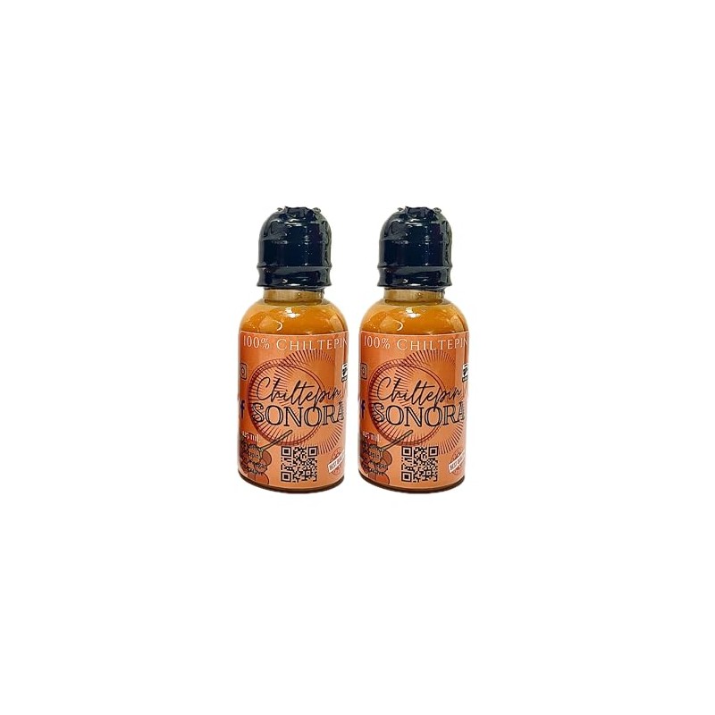 (2 Pack) Chiltepin Sonora Hot Sauce, 100% Chiltepin Pepper, 125ml