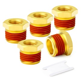 GASHER 10Pcs Brass Hex Bushing 1/2" NPT Male x 1/4" NPT Female, Brass Threaded Pipe Fitting With Sealant