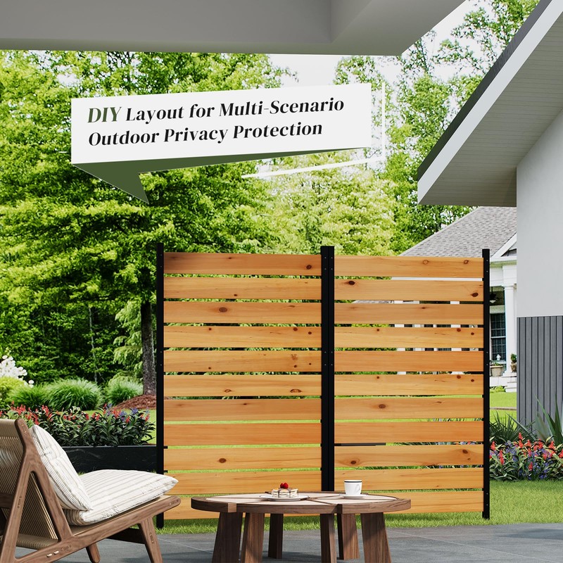 No Dig Wood Privacy Screen Fence Panel, 61" H x
