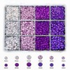 [My Selection] Cost-effective large-size color mix nail flat stone parts 12-piece set, 1 piece, purple / [나의셀렉] 가성비 대용량 사이즈 컬러 믹스 네일 평스톤 파츠 12칸 세트, 1개, 퍼플