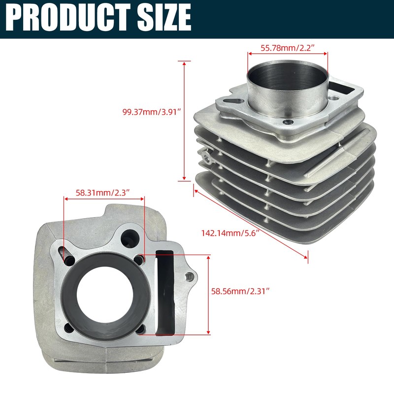 YX140 56mm Cylinder Kit with Piston Ring Gasket Spark Plug,Top