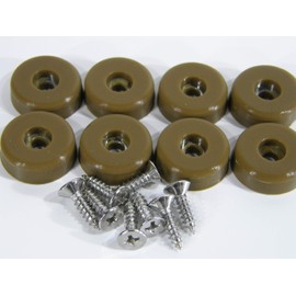 Cutting Board Rubber Bumper Feet 3/4" DIA x 1/4" Low Profile Silicone with Stainless Steel Screws (24, Brown)