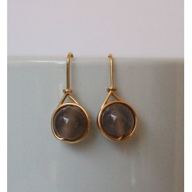 Noble Gold Plated Earrings - Grey Agate