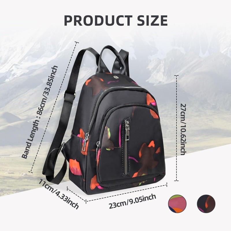 AfitLulu Women's Small 3-Layer Zip Pockets, School Bag with Adjustable