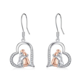 LONAGO Dog Earrings for Girls 925 Sterling Silver Cute Dog Dangle Earrings Jewelry