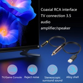 CERRXIAN Digital Coaxial S/PDIF to Analog 3.5mm AUX Audio Cable,RCA S/PDIF Coaxial to 3.5mm Female Conversion Cable with USB Power Cable