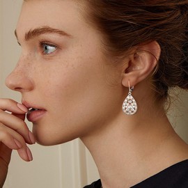 ALEXCRAFT Drop Round Earrings Gold Silver 925 Hanging Hollow Flower with Zirconia Leverback Dangle Gold Earrings for Women Girlfriend Mum Girls