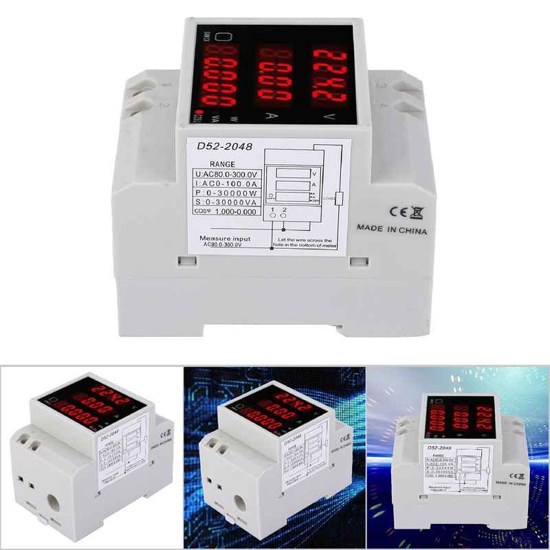 D52-2048 Multi Function Meter Rail Digital Displayed AC Voltage Current