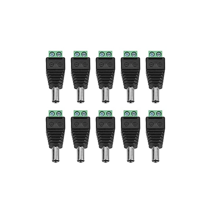 YWBL-WH Conectores DC Macho 5.5x2.1mm, 10 Unidades Adaptadores de Terminal