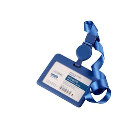 BOHALUU ID Card Holder, Horizontal Type, Telescopic Reel Design, Unisex, Employee ID Card Case, Name Holder, Neck Holder, Double-Sided, Clear, Neck Strap, Horizontal & Vertical, Men's (Horizontal,