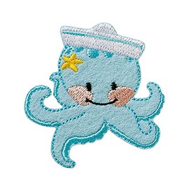 Octopus Tier - Aufnäher, Bügelbild, Aufbügler, Applikationen, Patches, Flicken, zum aufbügeln, Größe: 5,1 x 5,6 cm
