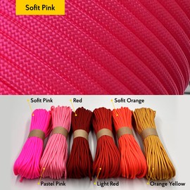 EdcX Paracord 4 mm, 35+ Solid Colours (10 m, 15 m, 30 m, 50 m, 100 m, 300 m), Ideal for Crafts, Camping, Outdoor, 100% Nylon Rope, 4 mm, Tactical Cord 550, Type III (Soft Pink, 10 m)