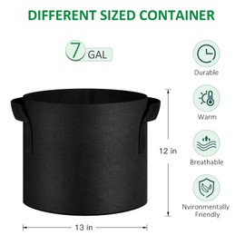 JNYONG 24-Pack 7 Gallon Thickened Non-Woven Grow Bags, Aeration Fabric Pots with Handles