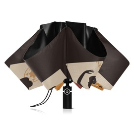 Kjovgcb Automatic Umbrella, Extra Large 3-Fold 8 Ribs Travel UV Protection Sun Parasol, Strong Inner Print Rain Folding Umbrella Print Afro Black Woman Classic African American Women Print