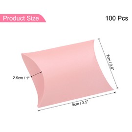 sourcing map 100Pcs Pillow Boxes 3.5 x 2.8 x 1 Inch Gift Boxes with Ribbons, Presents Paper Candy Favor Boxes for Gift Wrap Wedding Birthday Party, Pink
