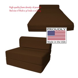 Danfuton Twin Flip Chair Folding Foam Beds, Portable Sofa Bed, Couch 6x32x70, Brown