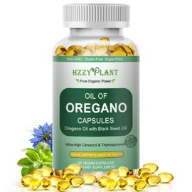 Oil of Oregano with Black Seed Oil Softgels, High Absorption Organic Oregano Oil Capsules for Immune Support Digestive Health Antioxidant, Concentrated Carvacrol & Thymoquinone, Vegan, 2 Month Supply