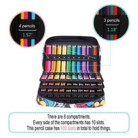 JAKAGO 304 Slots Colored Pencil Case Large Capacity Storage Bag for Artist Painter Multi-Functional Organizer for Colored Pencils/Gel Pens/Markers/Makeup Brushes(Colourful)