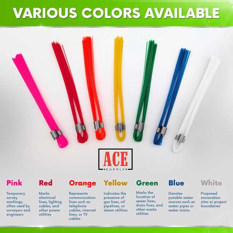 White Marking Whiskers with Stakes - 100 Pack - Durable