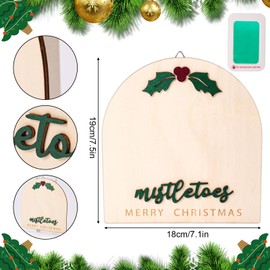 Christmas Baby Footprint Wooden Souvenir, 7.1x7.5in Wooden Baby Footprint with Green Inkpad for Baptism & Newborn Photoshoot Prop