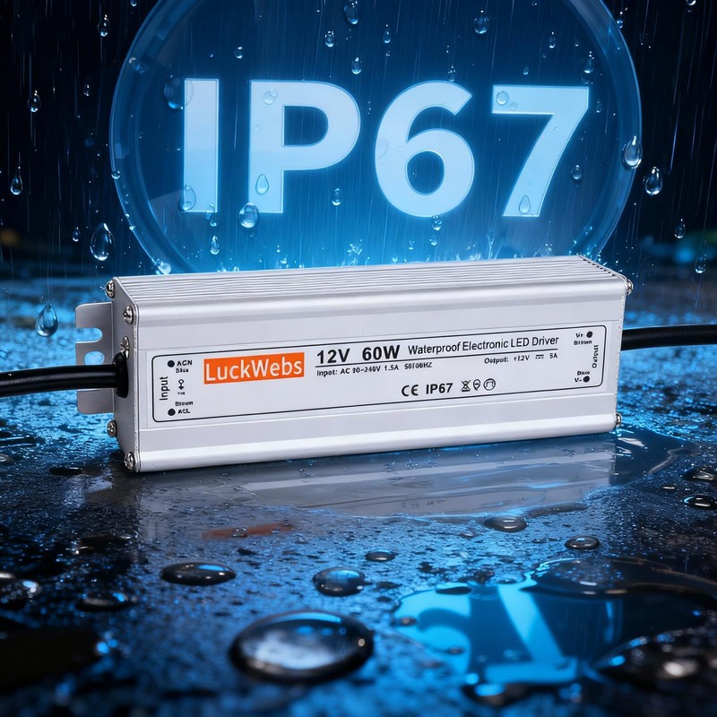 LuckWebs LED Driver 12V 60W Waterproof IP67 Power Supply Transformer