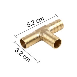 X AUTOHAUX 12mm Hose Barb Brass Joiner Tee 3 Way Adaptor for Air Water Oil Pipe