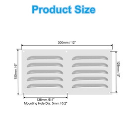 PATIKIL 12 x 6 Inch Stainless Steel Vent Cover, Screen Air Grille Ventilation Cover HVAC Louvered Grill for Home Kitchen Fireplace Bathroom Wall Ceiling, Silver Tone