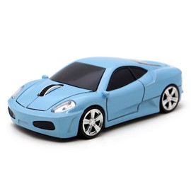DAY DAY HAPPY Computer Mouse USB 2.4GHz Racing Car 3D Wireless Mouse Optical Mice for Windows and Mac (Blue)