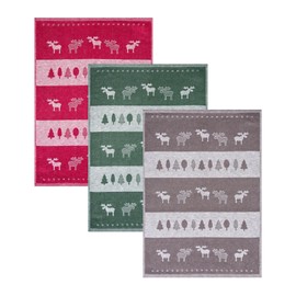 Kracht Pack of 3 Half Linen Jacquard Cloth Elk Series 50 x 70 cm