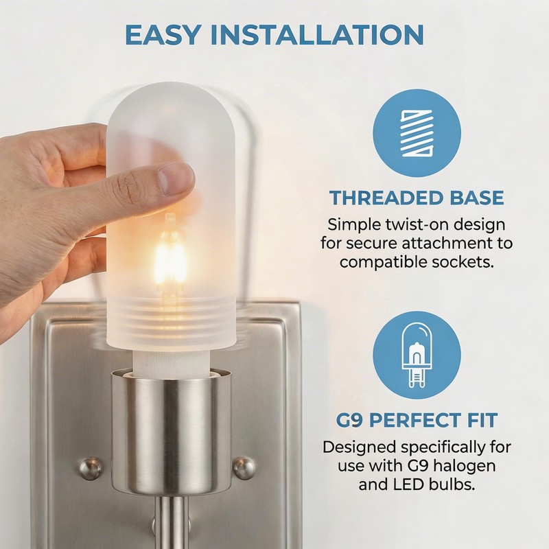 LIFEHIM G9 Glass Bulb Cover, Frosted Borosilicate Light Shade Replacement,