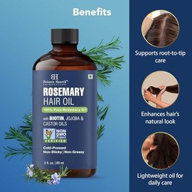 Botanic Hearth Aceite De Romero Puro Para El Crecimiento Del Cabello Infundido Con Biotina | Tratamiento Fortalecedor Del Cabello | Nutritivo Y Voluminizador | Con Aceite De Jojoba Y Aceite De Ricino