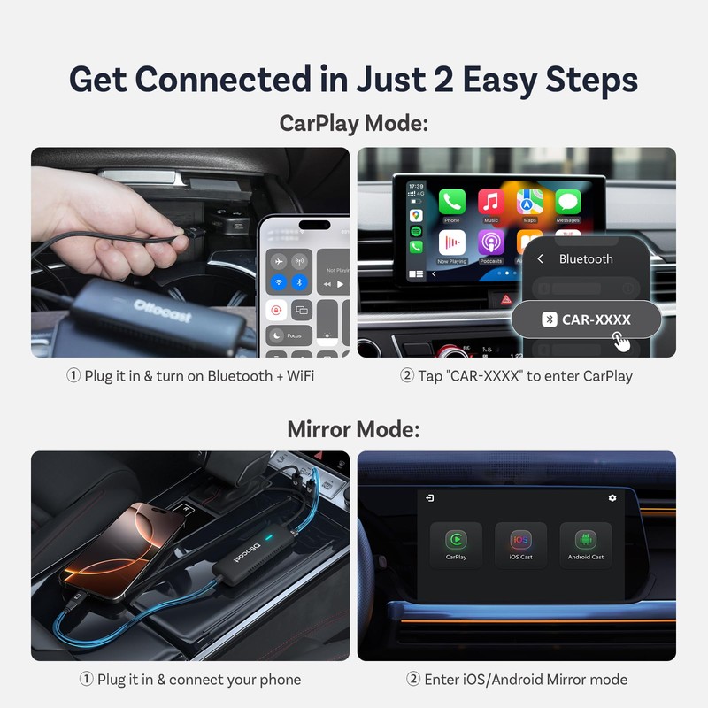 OTTOCAST Mirror Touch, 3 in 1 Screen Mirroring Adapter for