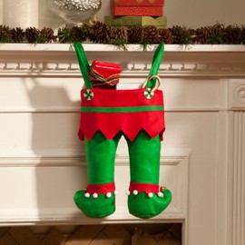 HOLIDAY PEAK Elf Pants Stocking, Solid Design, 20” Long x 10 ½” Wide