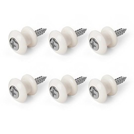 Waverly Guitar Strap Button, White Button, Chrome Screw - 6 Pack