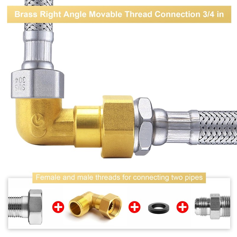 Set of 2 Angle 90° 3/4 Inch IG/AG Screw Connection