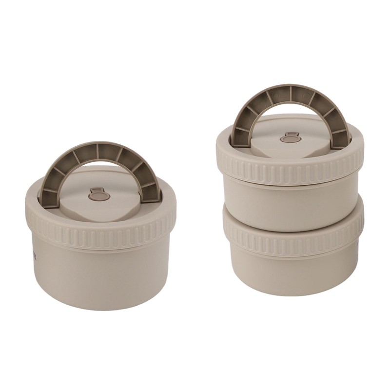 Insulated Food Container Beige 316 Stainless Steel Round Sealed Leak