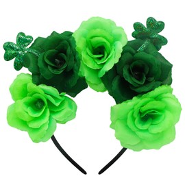 YIAJIA St Patricks Day Headband, St Patricks Day Accessories, Saint Patrick's Day Green Flower Shamrock Headband for Party Costume Headwear Accessories Gifts