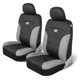 BDK Front Seat Cover Set - CAT Black Gray Automotive Truck SUV Van Car Seat Covers