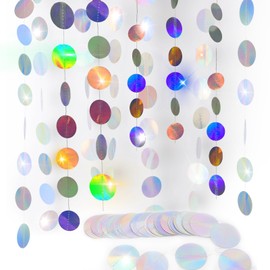 Dfuqanb 52 Ft Colourful Glitter Paper Circle Dots Garland, 4 Pieces 4 m Colourful Glitter Paper Circle Dots Garland, 4 m Round Garland, for Birthday Time for Birthday Party - 16 m