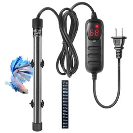 HITOP Compact Submersible Aquarium Heater -100W Digital Heater for Fish Tank Turtle Tank 10-25 Gallon, Saltwater and Fresh Water with Temperature Controller (100W)