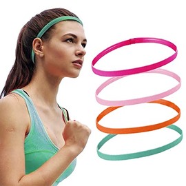 HASAKI 4 Paquete Bandas para el Cabello, Cinta Banda para el Sudor,Bandas para el Cabello de Silicona，Yoga, Correr, Deportes, Entrenamiento Diademas(B