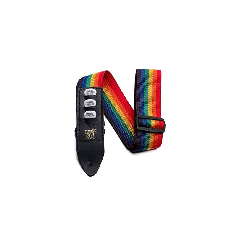 Ernie Ball Rainbow Coloured Polypropylene Guitar Strap Pick Holder